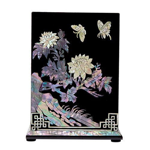 Mother of Pearl Desk Wood Stand Pen Pencil Brush Holder Case Box Gift Storage