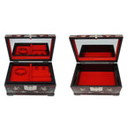 Mother of Pearl Red Wood Lock Jewelry Treasure Chest Box Storage Case Organizer