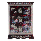 Mother of Pearl Inlay Red Lacquer Wood Jewelry Trinket Drawer Keepsake Box Case