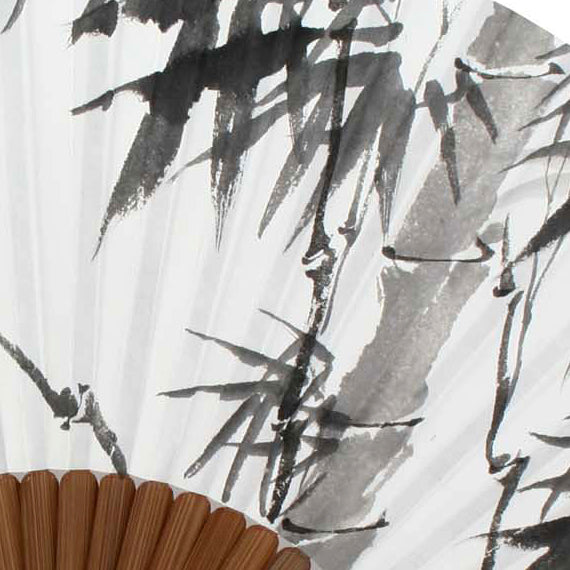 Hand Painted Folding White Paper Bamboo Wood Chinese Ink Painting Wall Asian Fan