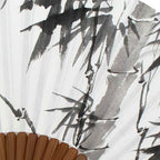 Hand Painted Folding White Paper Bamboo Wood Chinese Ink Painting Wall Asian Fan