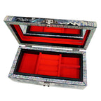 Mother of Pearl Art Inlay Wood Korean Black Jewelry Keepsake Treasure Chest Box