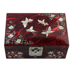 Mother of Pearl Butterfly Wood Red Small Mini Treasure Jewelry Trinket Box Chest