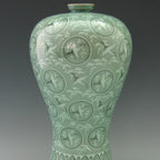 Celadon Green Ceramic Porcelain Pottery Bird Art Design Decorative Prunus Vase