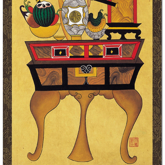 Wall Living Room Decor Hanging Scroll Korean Folk Flower Vase Art Painting Print