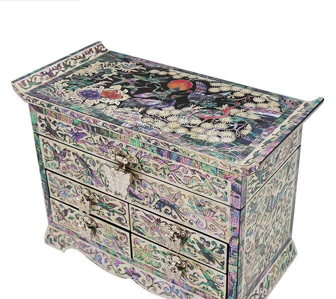 Mother of Pearl Art Drawer Jewelry Box Gift Trinket Keepsake Treasure Chest Case