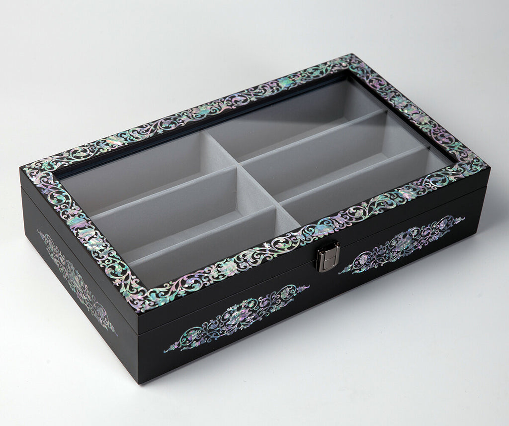 Mother of Pearl Wood Sunglasses Box Eyeglasses Display Storage Organizer Holder 