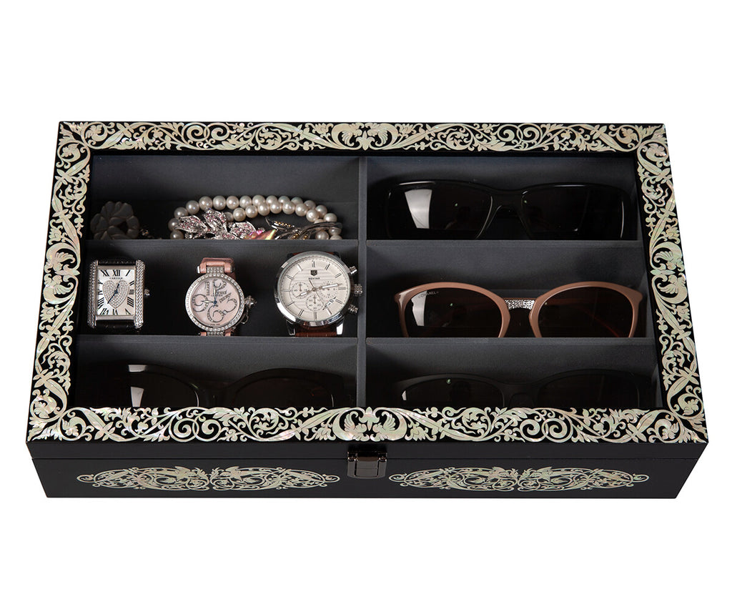 Mother of Pearl Angel Sunglasses Box Eyeglasses Display Storage Organizer Case