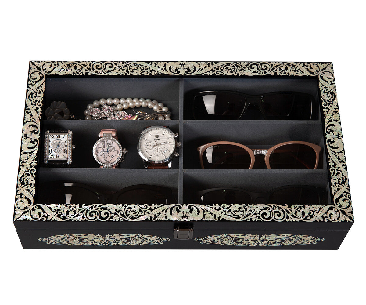 Mother of Pearl Angel Sunglasses Box Eyeglasses Display Storage Organizer Case