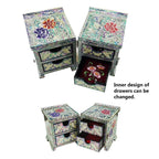 Mother of Pearl House Flower Wood Oriental Treasure Jewelry Ring Box Chest Case