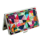 Mother of Pearl Patchwork Mosaic Metal Busines Credit ID Name Card Wallet Case