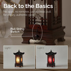 Carved Wood Art Home Deco Lantern Brown Square Bedside Bedroom Table Lamp Light