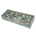 Mother of Pearl Inlay Desk Wood Pen Pencil Brush Holder Lid Case Box Storage
