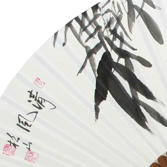 Hand Folding White Paper Bamboo Wall Art Home Deco Handmade Flower Painting Fan