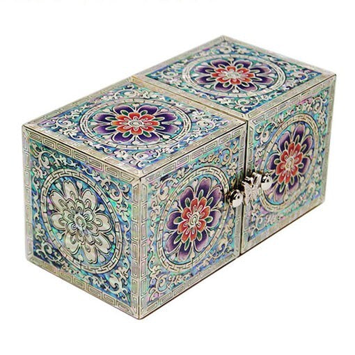 Mother of Pearl Wood Treasure Jewelry Earrings Ring Box Case Storage Organizer