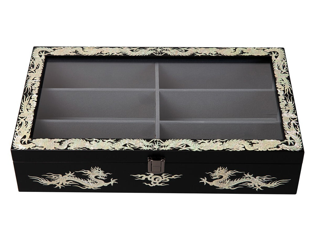 Mother of Pearl Dragon Wood Sunglasses Box Eyeglasses Display Storage Organizer