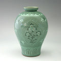 Korean Celadon Green Porcelain Ceramic Art Pottery Flower Art Pottery Asian Vase