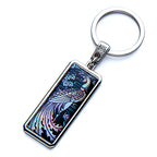Mother of Pearl Phoenix Bird Charm Black Keychain Key Ring Fob Gift Keyring 