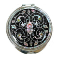 Mother of Pearl Double Compact Black Candle Round Pocket Vanity Makeup Mirror
