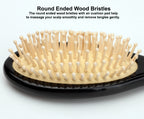 Mother of Pearl Oval Butterfly Scalp Massage Detangling Wood Bristle Hairbrush