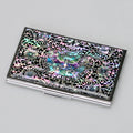 Mother of Pearl Black Purse Pocket Metal Business Credit Card Money Holder Case