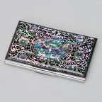Mother of Pearl Black Purse Pocket Metal Business Credit Card Money Holder Case