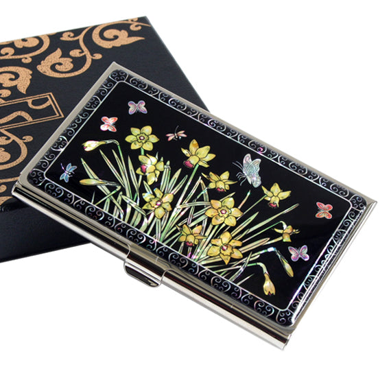 MOP Daffodil Flower Design Women Business Credit Name ID Card Pocket Holder Case