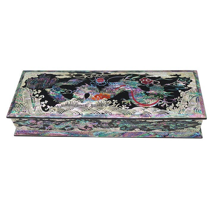 2024 Dragon Zodiac Desk Wood Pen Pencil Brush Holder Lid Case Box Gift Storage