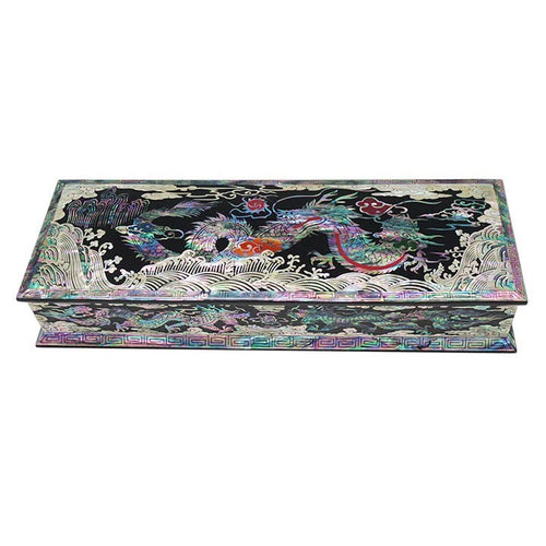 2024 Dragon Zodiac Desk Wood Pen Pencil Brush Holder Lid Case Box Gift Storage