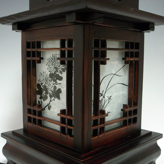 Wood Shade Asian Lantern Bedside Accent Desk Table Lamp