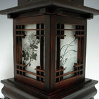 Wood Shade Asian Lantern Bedside Accent Desk Table Lamp