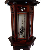 Hexagonal Carved Wood Art Deco Lantern Brown Bedside Bedroom Table Lamp Light