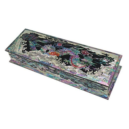 2024 Dragon Zodiac Desk Wood Pen Pencil Brush Holder Lid Case Box Gift Storage