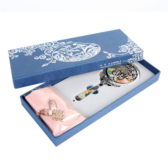 MOP Wedding Favor Bridal Round Cosmetic Makeup Hand Vanity Pouch Beauty Mirror
