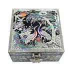 Mother of Pearl Wood Bird Travel Small Jewelry Trinket Keepsake Box Case Chest