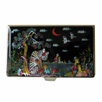 Mother of Pearl Tiger Bird Business Credit Name Slim ID Card Case Holder Wallet 