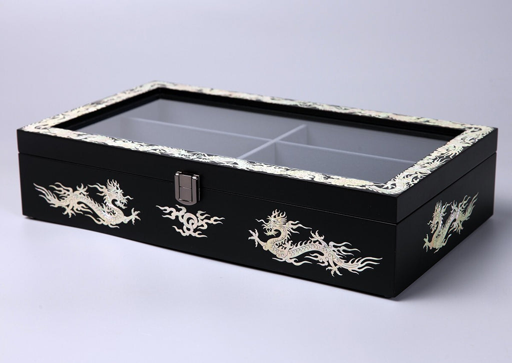 Mother of Pearl Dragon Wood Sunglasses Box Eyeglasses Display Storage Organizer