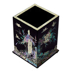 Mother of Pearl Desk Wood Stand Pen Pencil Brush Holder Case Box Gift Storage