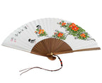 Hand Painted Orange Flower Painting Design Folding Paper Bamboo Art Handheld Fan
