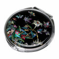 Korean Shell Compact Mirror – Mother of Pearl Inlay Lily Travel Pocket Mirror