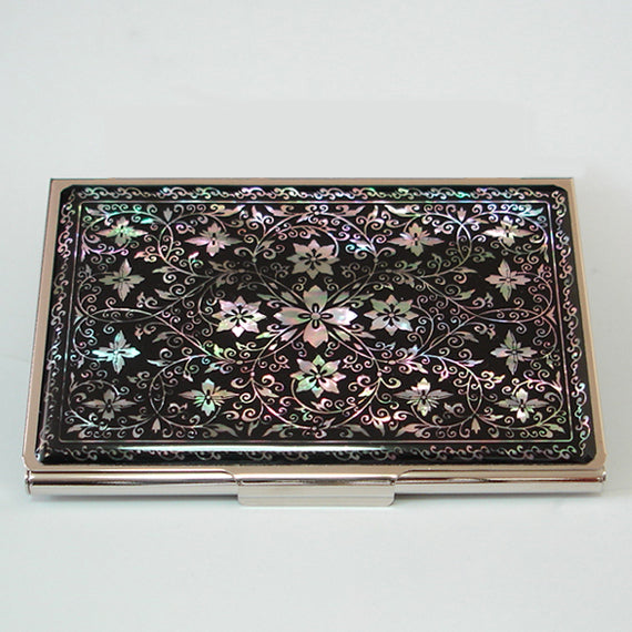 Mother of Pearl Metal Business Credit Name Wallet ID Debit Mini Card Holder Case