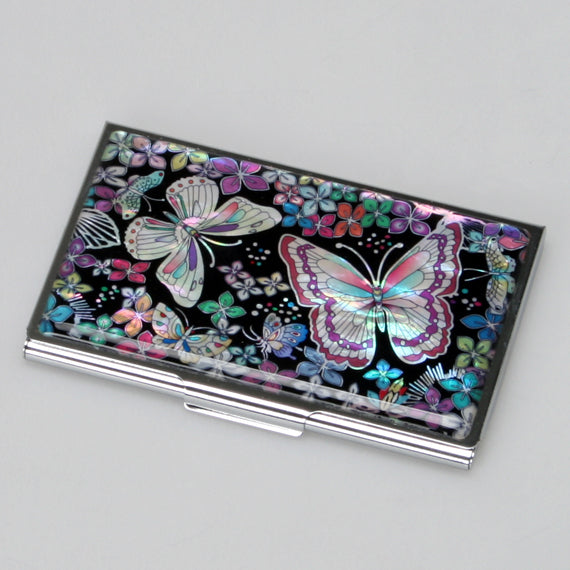 MOP Butterfly Design Womens Lady Business Credit Name ID Card Case Purse Wallet