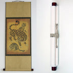 Wall Decor Hanging Scroll Korean Folk Leopard Painting Print