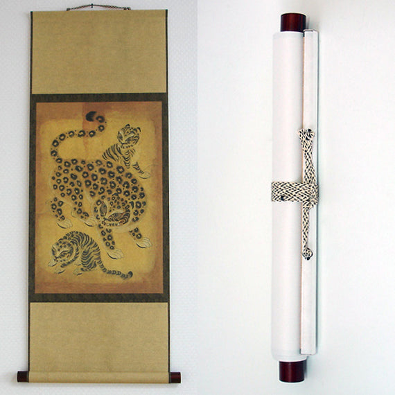 Wall Decor Hanging Scroll Korean Folk Leopard Painting Print