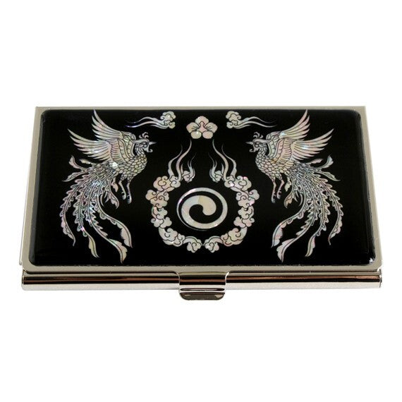 Mother of Pearl Phoenix Design Business Card Case Credit Name ID Wallet Holder