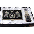 f Pearl Phoenix Design Keychain Key Ring Fob Name Card Case Holder Set 