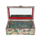 Mother of Pearl Flower 2-Tier Wood Jewelry Box Trinket Treasure Keepsake Chest