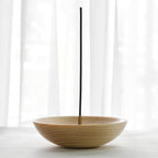Solid Ash Wood Grain No Mess Incense Stick Round Bowl Holder Burner Ash Catcher 