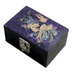 MOP Art Small Cute Purple Wood Jewelry Trinket Treasure Keepsake Travel Box Case