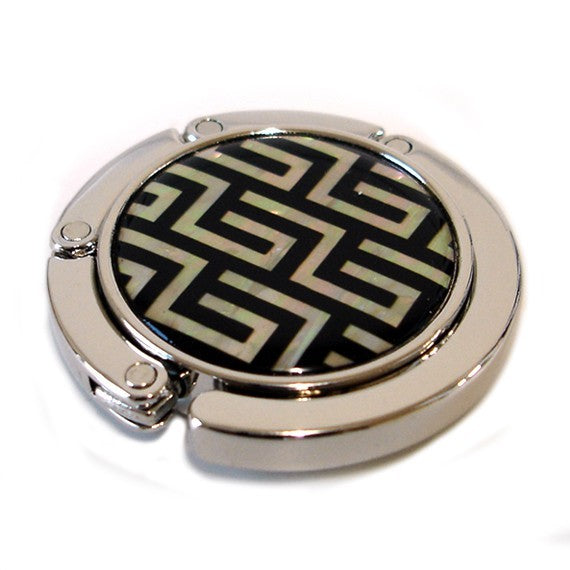  Mother of Pearl Black Table Folding Purse Caddy Handbag Bag Holder Hanger Hook